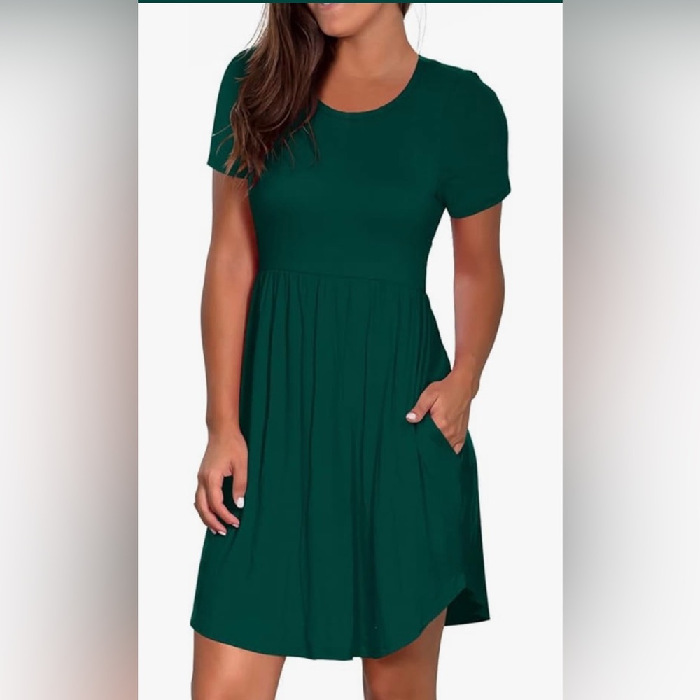 Green skater dress with pockets